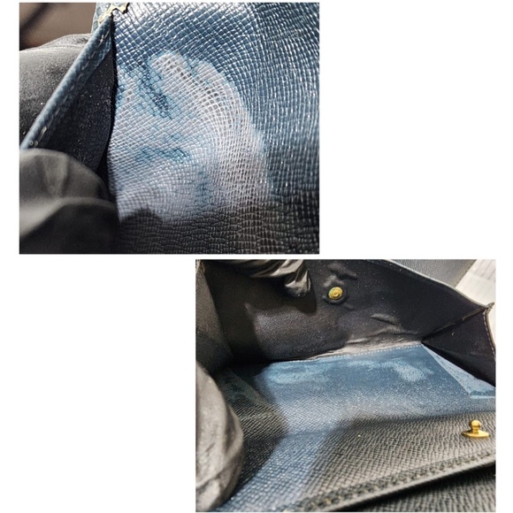 Authentic Louis Vuitton Taiga Long Flap Wallet Navy Blue - Picture 10 of 15